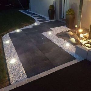 DIY Garden Border with White Marble Pebbles