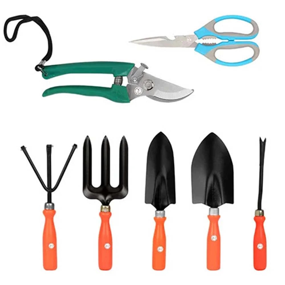 Spectacular and Economical Gardening Tools Set with Heavy Gardening Cut Tools Scissor and Cutter (Orange Handle and Black Metal)